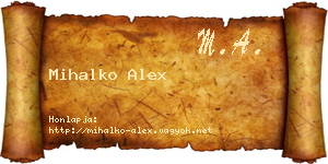 Mihalko Alex névjegykártya